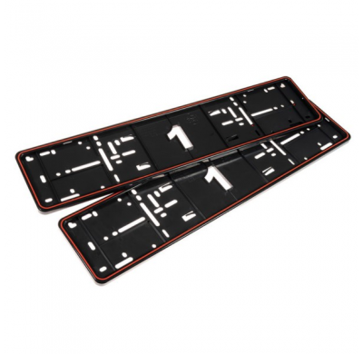Set Portamatrículas Premium Sintético 52,7x12,3cm - Tipo Mono Rosso Corsa - Negro/Rojo - 2 piezas