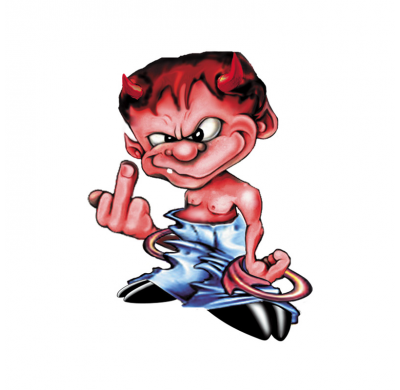 Pegatina Diablo + Dedo - 8,5x11cm