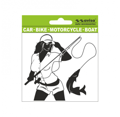 Autotattoo Sticker Girl Fisher + Fish - 11x10,5cm