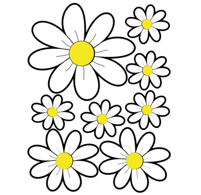 Sticker Hoja Flores - Blanco - 24,5x32,5cm