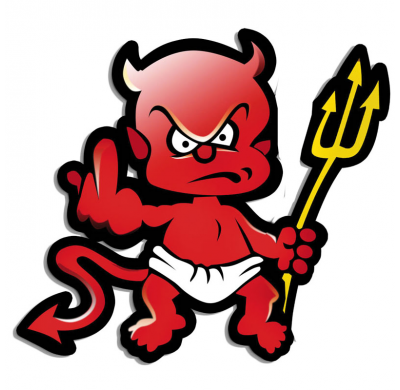 Pegatina Diablo + Horquilla - Rojo - 9x9cm