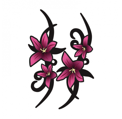 Set De Adhesivos Flores Tribales Rosa - 2x 23x9cm