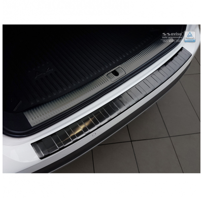 Protector paragolpes trasero Negro acero inox Audi A4 B9 Allroad 2016- 'Ribs'