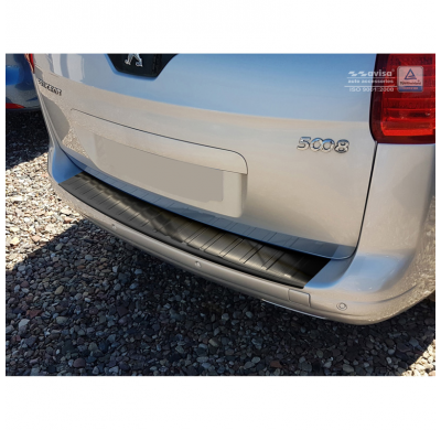 Protector Paragolpes Trasero Negro Acero Inox Peugeot 5008 2009-2016 'Ribs'