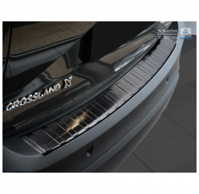 Protector paragolpes trasero acero inox Negro Opel Crossland 2017- 'Ribs'