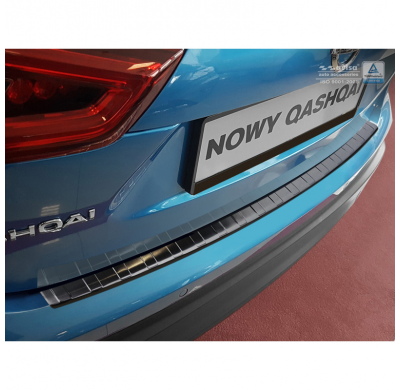 Protector paragolpes trasero acero inox Negro Nissan Qashqai II Facelift 2017- 'Ribs'