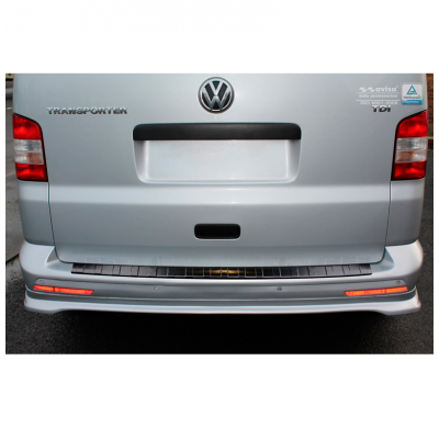 Protector paragolpes trasero Negro acero inox VW Transporter T5 2003-2015 (All) 'Ribs'