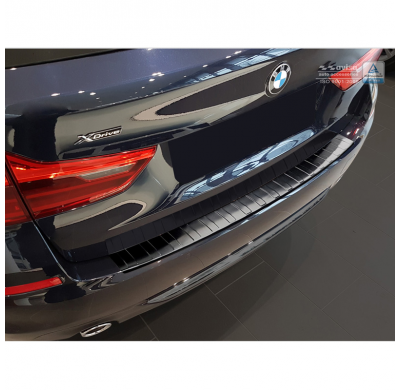 Protector paragolpes trasero Negro acero inox BMW 5-Serie G31 Touring 2016- 'Ribs'
