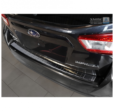 Protector Paragolpes Trasero Negro Acero Inox Subaru Impreza V (Gt) 5-Doors 2017- 'Ribs'