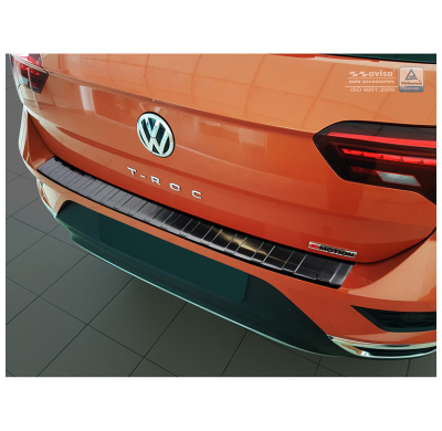 Protector paragolpes trasero Negro acero inox Volkswagen T-Roc 11/2017- 'Ribs'