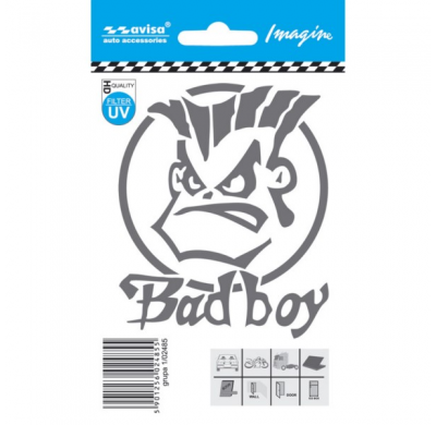 Auto Tattoo Sticker BAD BOY plata - 8,1x9,8c
