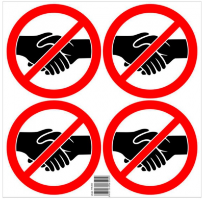 Juego De Pegatinas. Prohibido Estrechar La Mano - 4x 15 Cm.