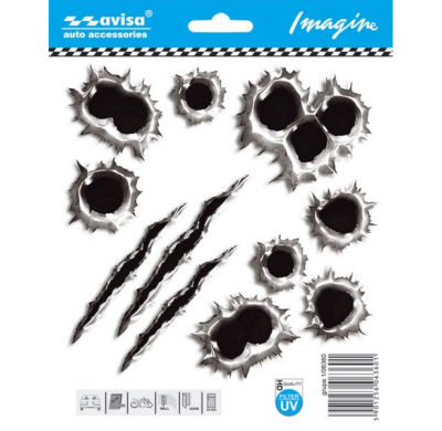 Pegatina Auto Tattoo Shotgun traces+monstruo - 14,7x14x7cm