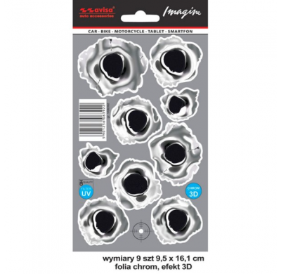 AutoTattoo Adhesivo Huellas de Escopeta 3D Cromo - 9,5 x 16,1 cm