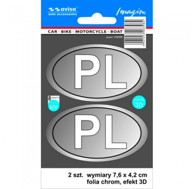 AutoTattoo Adhesivo PL 3D Cromado -7,6 x 4,2 cm-