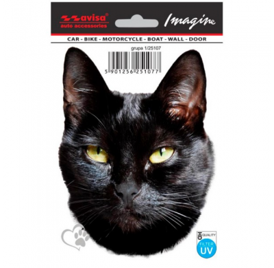 Pegatina Auto Tatuaje Gato Negro - 11x15cm