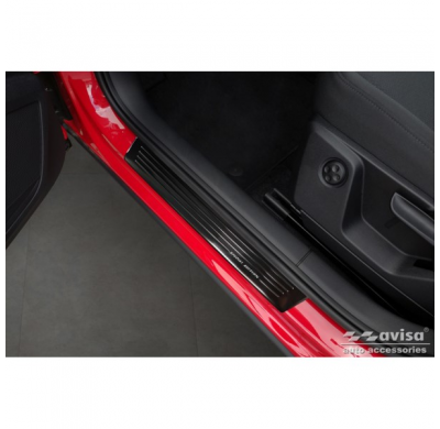 Protectores de umbral de puerta de acero inoxidable negro valido para Audi Q2 Facelift 2020 - 'Edición especial' - 4 piezas