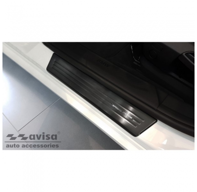 Protectores De Umbral De Puerta De Acero Inoxidable Negro Adecuados Para Bmw Serie 1 F40 Hb 5-Puertas 2019- 'Edición Especial' -