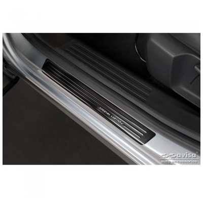 Protectores de umbral de puerta de acero inoxidable negro valido para Citroën C4 III 2020- 'Special Edition' - 4 piezas