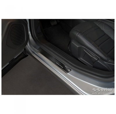 Protectores de umbral de puerta de acero inoxidable negro valido para Citroën C4 III 2020- 'Special Edition' - 4 piezas