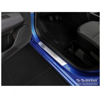 Protectores de umbral de puerta de acero inoxidable valido para Dacia Sandero III 2020- incl. Stepway 'Lines' - 4 piezas