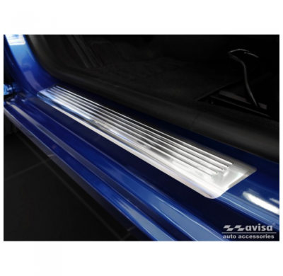Protectores de umbral de puerta de acero inoxidable valido para Dacia Sandero III 2020- incl. Stepway 'Lines' - 4 piezas