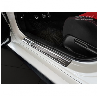 Espejo Negro Acero Inoxidable Protectores De Umbral De Puerta Adecuados Para Honda Civic X Hb 5-Puertas 2017- 'Sportline' - 4-Pi