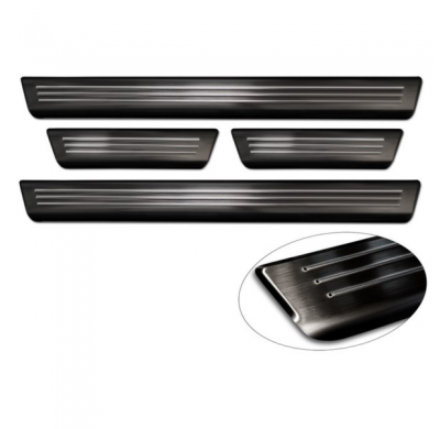 Protectores de umbral de puerta en acero inoxidable negro aptos para Honda Civic XI 2022- 'Lines' - 4 piezas