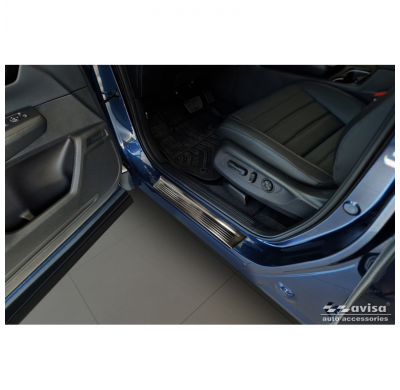 Protectores de umbral de puerta de acero inoxidable negros adecuados para Honda CR-V VI (RS_) 2023- - 'Lines' - 4 piezas