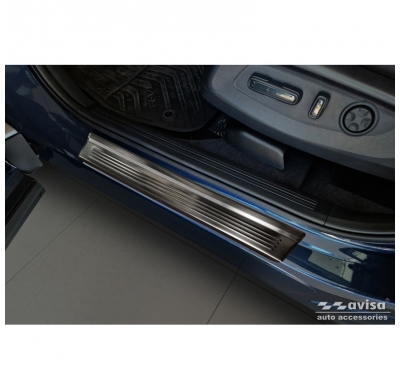 Protectores de umbral de puerta de acero inoxidable negros adecuados para Honda CR-V VI (RS_) 2023- - 'Lines' - 4 piezas