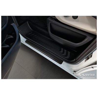 Protectores de umbral de puerta de aluminio 'Riffled Plate' para Mercedes Vito III / Clase V (W447) 2014- - 2 piezas - Negro