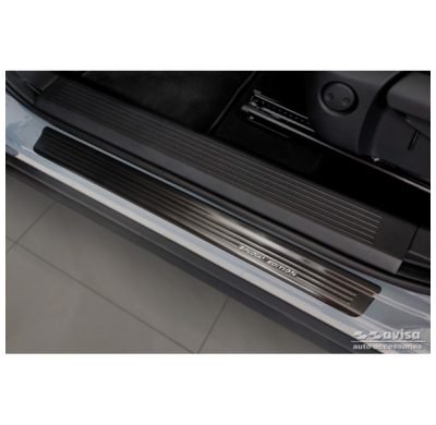 Protectores de umbral de puerta de acero inoxidable negro valido para Nissan Qashqai III 2021 - 'Edición especial' - 4 piezas