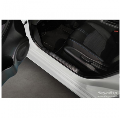 Protectores de umbral de puerta de acero inoxidable negros adecuados para Nissan Leaf II 2017- - 'Lines' - 4 piezas