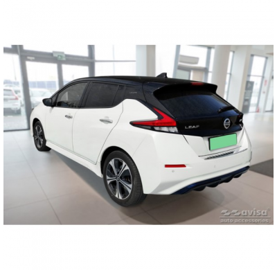 Protectores de umbral de puerta de acero inoxidable negros adecuados para Nissan Leaf II 2017- - 'Lines' - 4 piezas