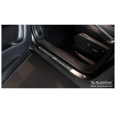 Protectores de umbral de puerta de acero inoxidable negro valido para Peugeot 3008 2016- 'Edición especial' - 4 piezas