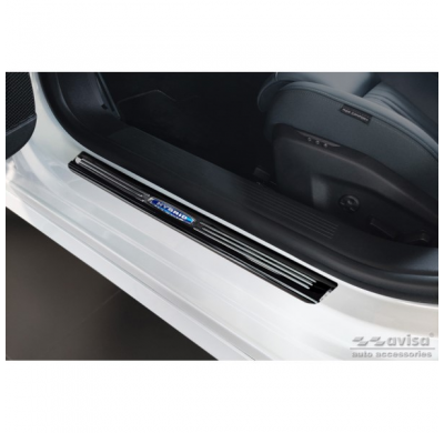 Protectores de umbral de puerta Inox negro adecuados para Peugeot 308 III 2021- 'Hybrid' - 4 piezas