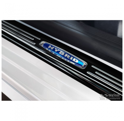 Protectores de umbral de puerta Inox negro adecuados para Peugeot 308 III 2021- 'Hybrid' - 4 piezas