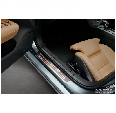 Protectores de umbral de puerta de acero inoxidable aptos para Volvo S60 III y V60 II 2018- - 'Lines' - 4 piezas