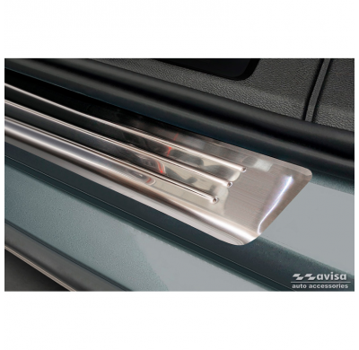 Protectores de umbral de puerta de acero inoxidable aptos para Volvo S60 III y V60 II 2018- - 'Lines' - 4 piezas