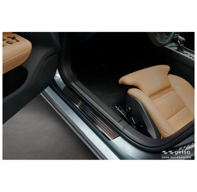 Protectores de umbral de puerta de acero inoxidable negro aptos para Volvo S60 III y V60 II 2018- - 'Lines' - 4 piezas