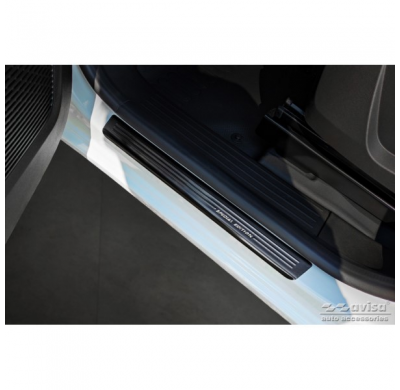 Protectores de umbral de puerta de acero inoxidable negro valido para Renault Kangoo III Furgon 2021- - 'Special Edition' - 4 pi