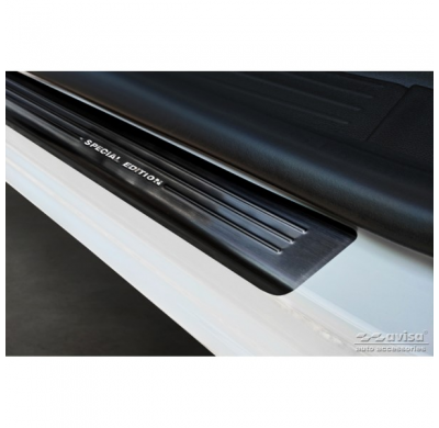 Protectores de umbral de puerta de acero inoxidable negro valido para Renault Kangoo III Furgon 2021- - 'Special Edition' - 4 pi