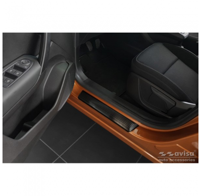 Protectores de umbral de puerta de acero inoxidable negro para Renault Captur II 2020- 'Lines' - 4 piezas