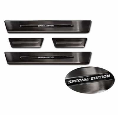 Protectores de umbral de puerta de acero inoxidable negro aptos para Renault Megane E-Tech 2022- - 'Special Edition' - 4 piezas