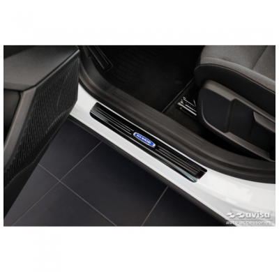 Protectores de umbral de puerta en acero inoxidable negro aptos para Renault Austral (RHN) 2022- 'Hybrid' - 2 piezas