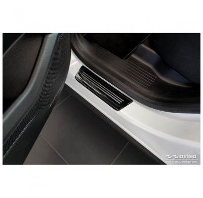 Protectores de umbral de puerta en acero inoxidable negro aptos para Renault Austral (RHN) 2022- 'Hybrid' - 2 piezas