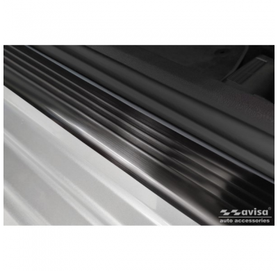 Protectores de umbral de puerta en acero inoxidable negro aptos para Skoda Octavia IV Sedan/Kombi 2020- 'Lines' - 4 piezas