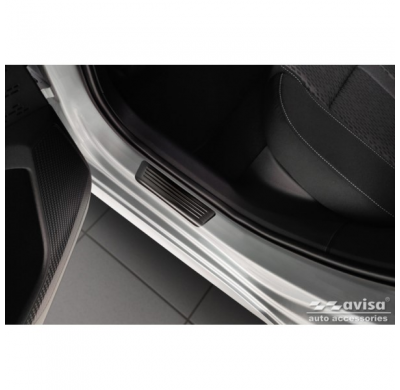 Protectores de umbral de puerta en acero inoxidable negro aptos para Skoda Octavia IV Sedan/Kombi 2020- 'Lines' - 4 piezas