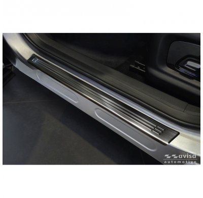 Protectores de umbral de puerta Avisa de acero inoxidable negro compatibles con Omoda 5 2024- - 'Lines' - 4 piezas