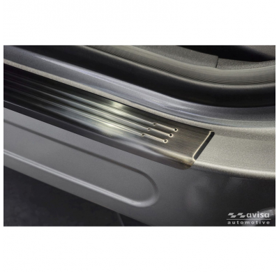 Protectores de umbral de puerta Avisa de acero inoxidable negro compatibles con Omoda 5 2024- - 'Lines' - 4 piezas